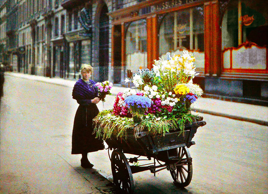 Flower Street Vendor, Paris, 1914