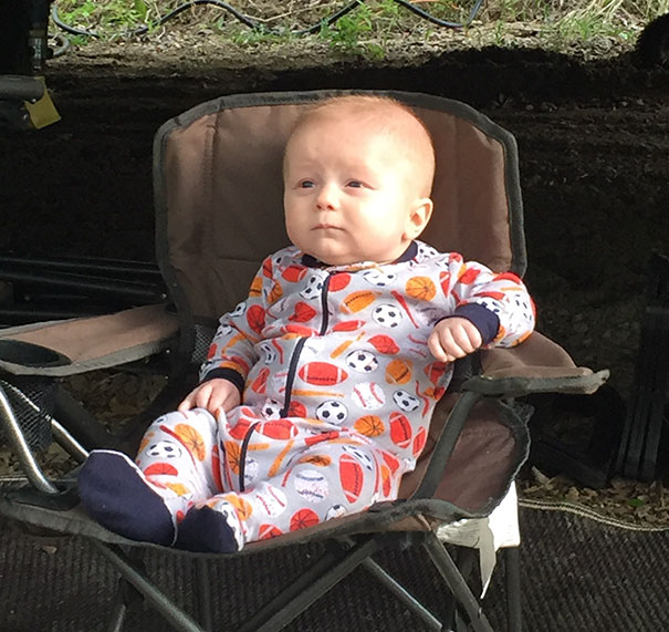 My Son Contemplating Life On His First Camping Trip