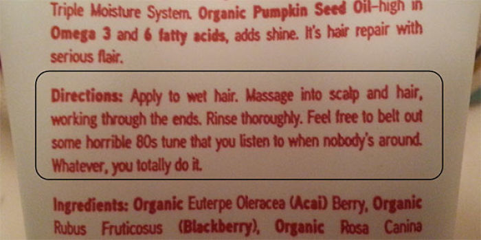 Directions On My New Shampoo Bottle: