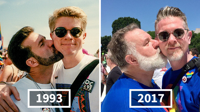 Gay Couple Who Was Told Their Love Was “Just A Phase” Recreates Their Pride Photo 25 Years Later