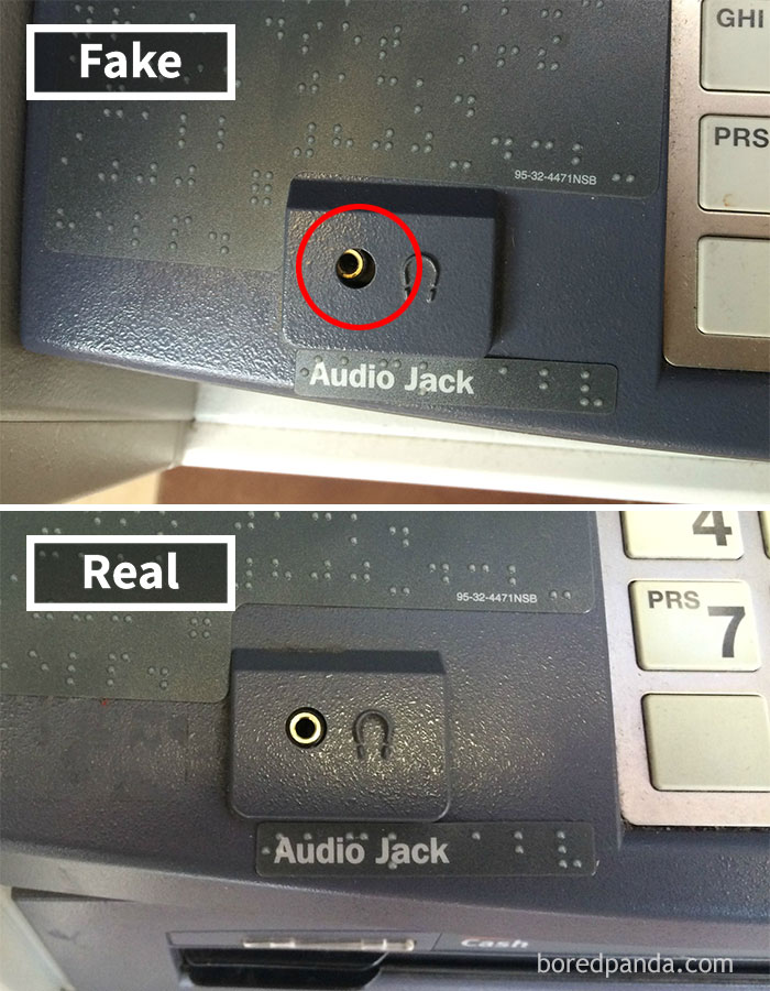 How To Spot An ATM Skimmer: Headphone Socket Sunk In And Off Alignment