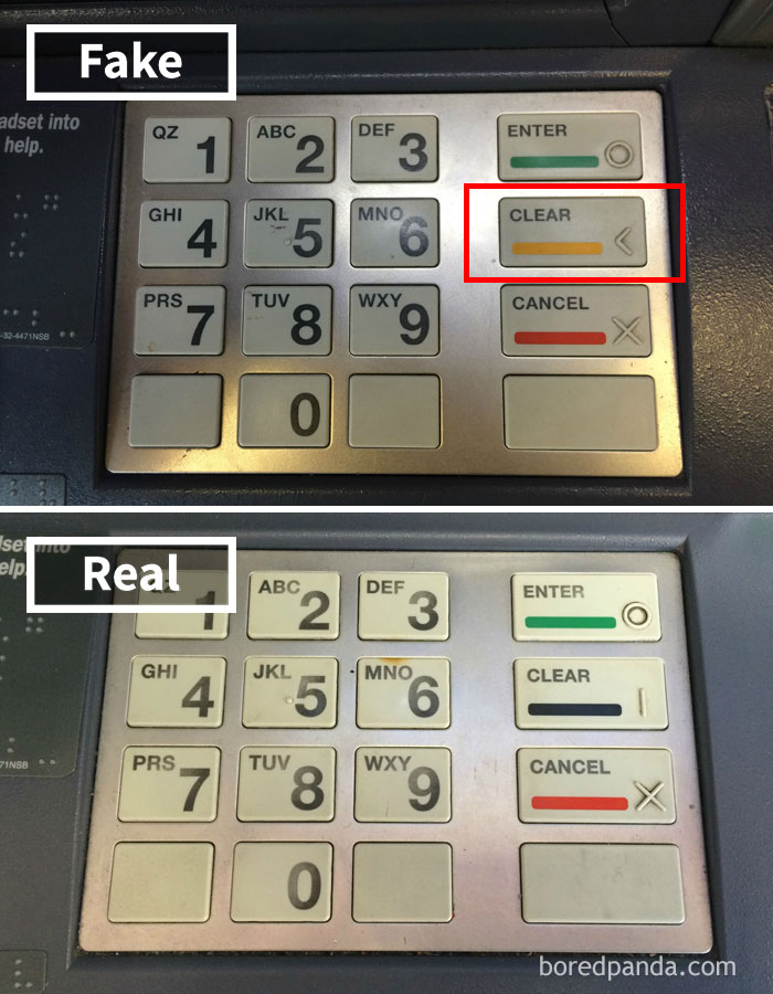  How To Spot An ATM Skimmer: Button Color Is Changed (This Particular ATM Had Black Button Before)