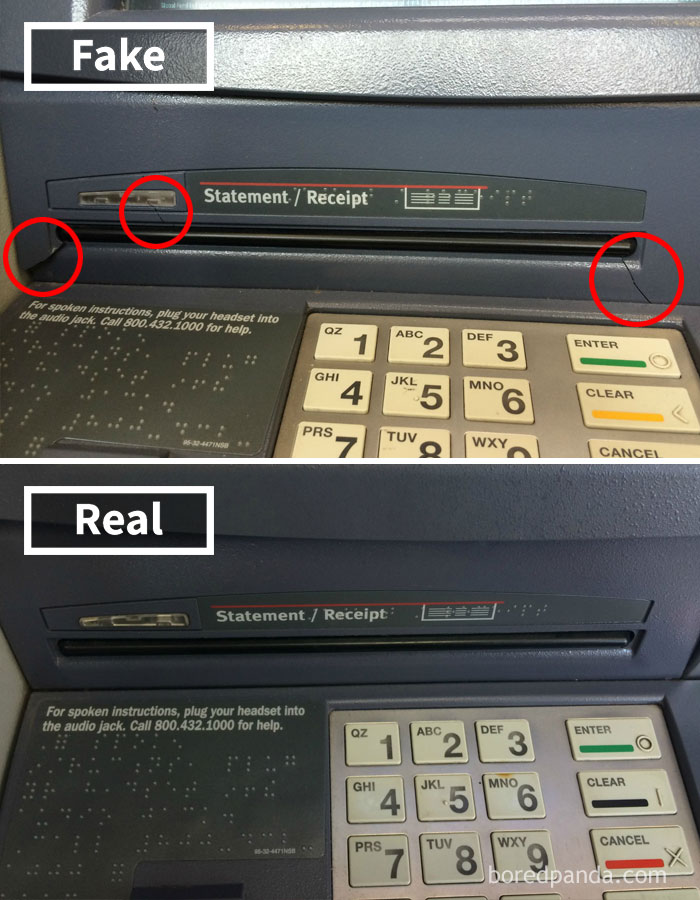 How To Spot An ATM Skimmer: Cracks Underneath The Receipt Slot