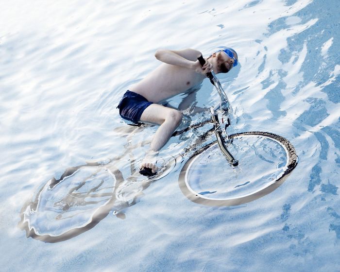 In California, Nobody Is Allowed To Ride A Bicycle In A Swimming Pool