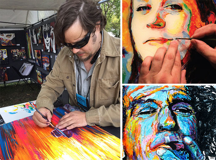 John Bramblitt Is “Functionally Blind”, Which Means That His Eyes Can Only Differentiate Between Sunlight And Darkness. Despite This, He Paints By Using Textured Paints To Feel His Way Around The Canvas