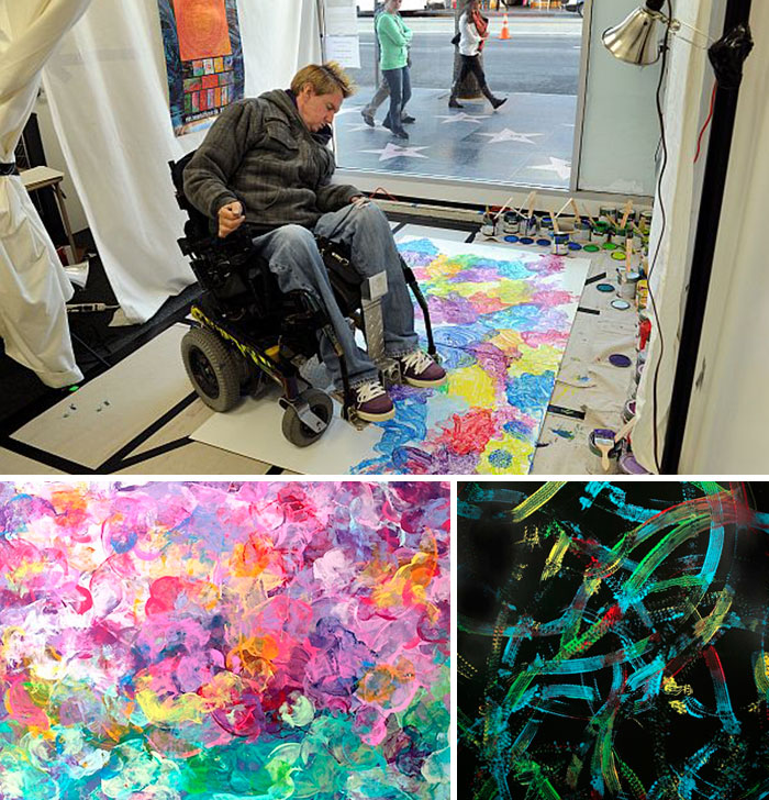 Tommy Hollenstein Paints With The Help Of His Wheelchair, Which He Was Bound To After A Mountain Bike Accident Left Him With A Broken Neck