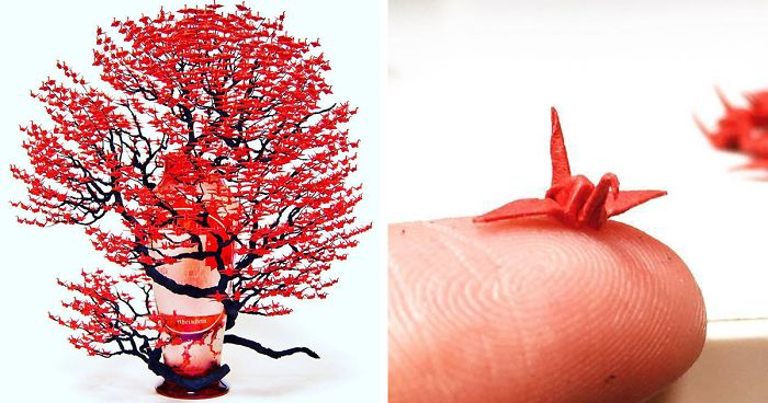 1000s Of Miniature Origami Cranes Turned Into Incredible