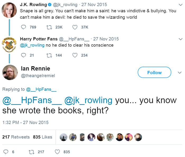 Harry Potter Fan Reveals Snape's True Motivation To... JK Rowling