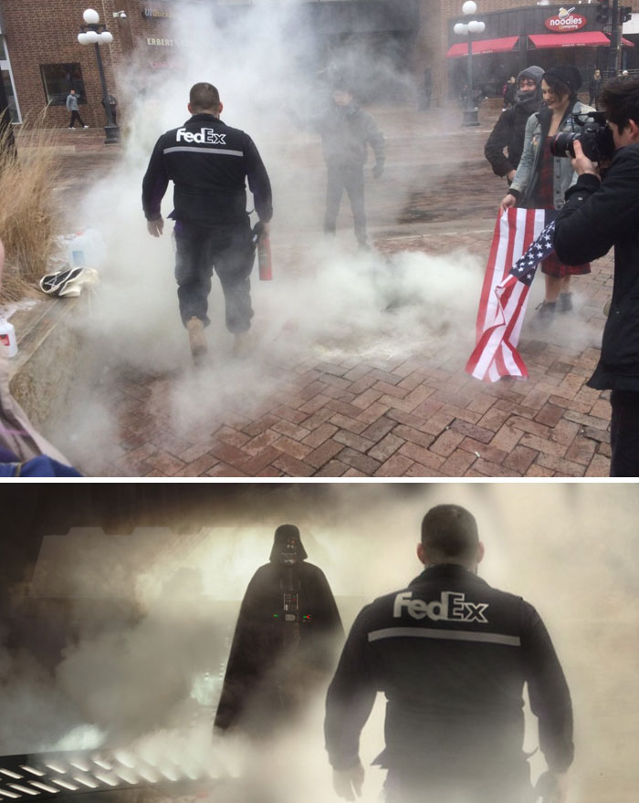 Fedex Man Extinguishes Burning American Flags