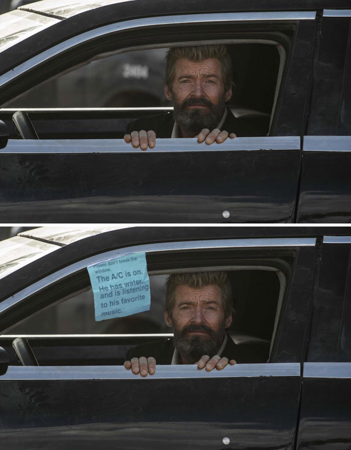 Hugh Jackman Looking Out Of A Car Window