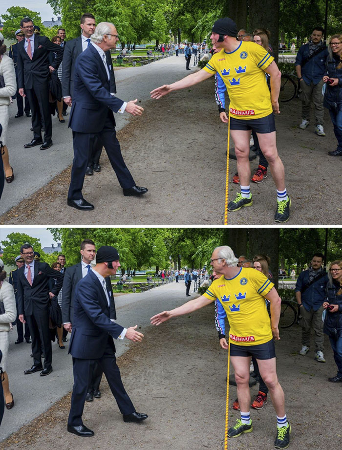 The King Of Sweden Stops To Shake Hand With A Guy Celebrating His Bachelor Party