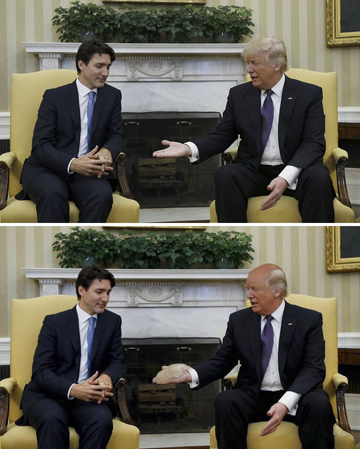 Canadian Pm Justin Trudeau Hesitating To Shake Donald Trump's Hand