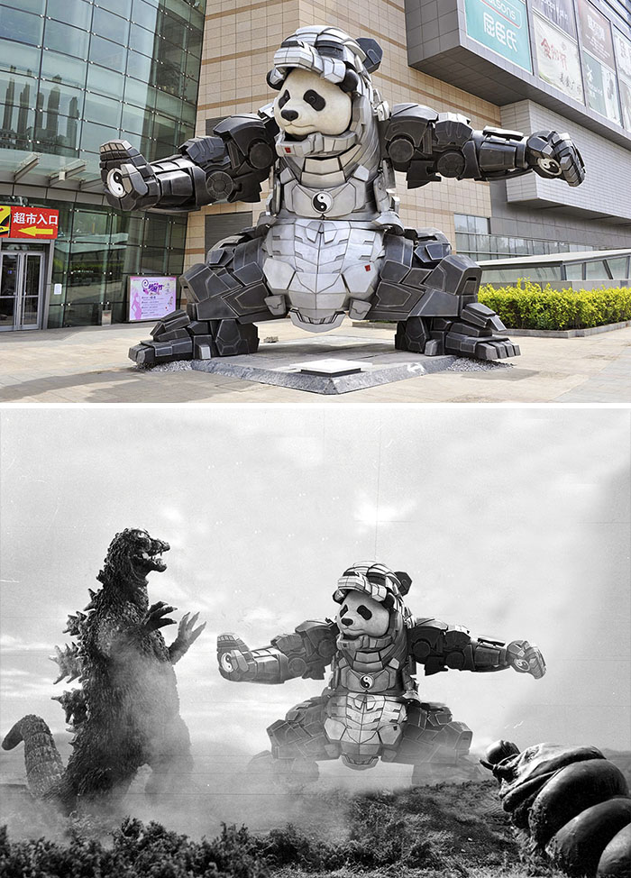 Epic Robot Panda Statue In Tokyo