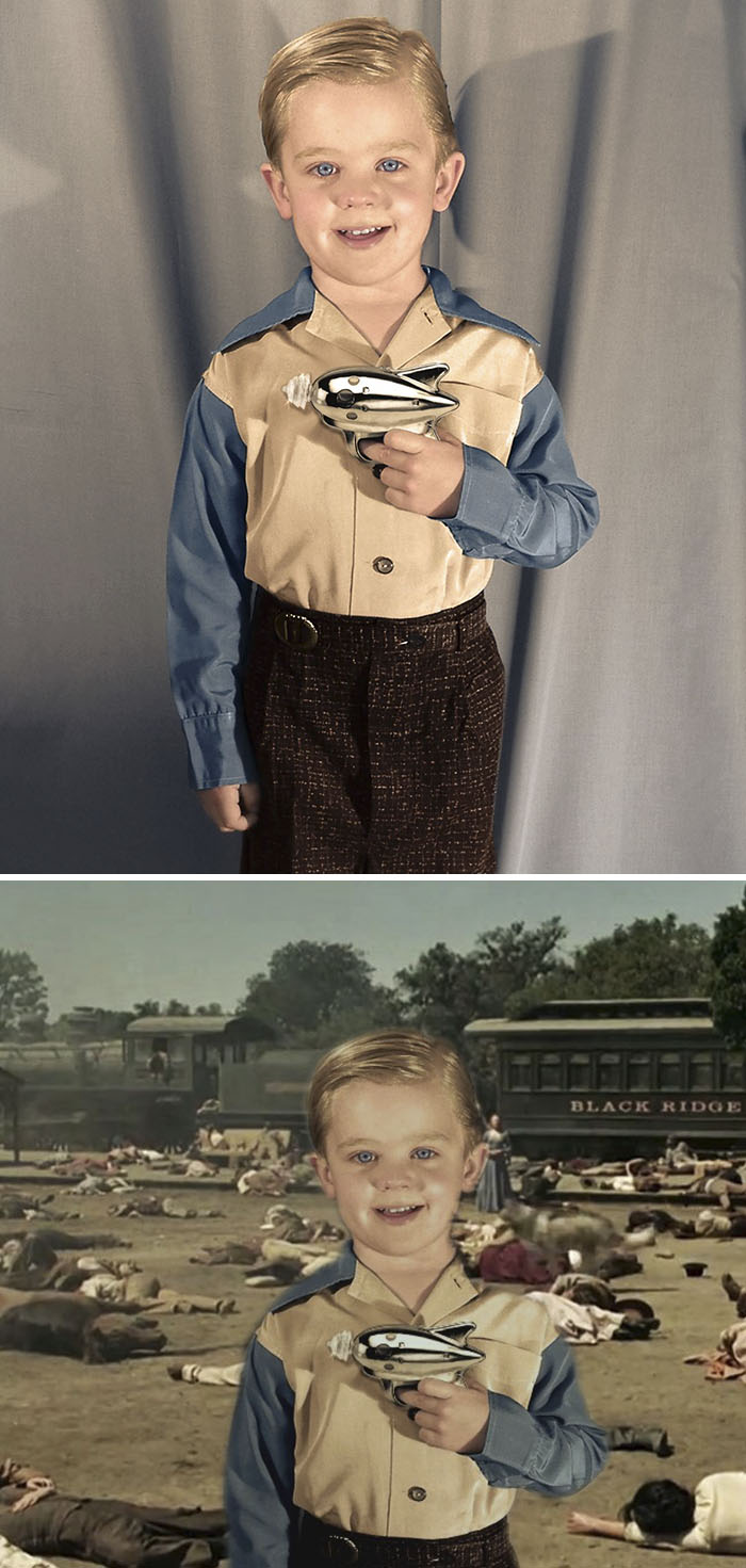 Boy In The 1950s Showing Off His Ray Gun