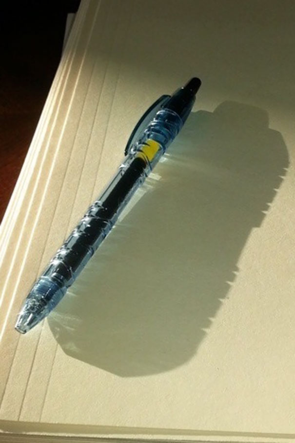 Pen Made Of Recycled Water Bottles Casts A Shadow Of A Water Bottle