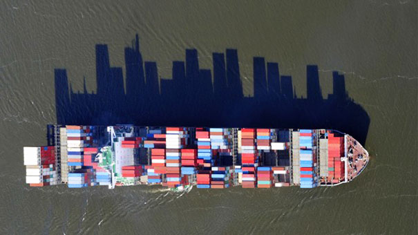 The Way This Cargo Ship's Shadow Looks Like A City Skyline