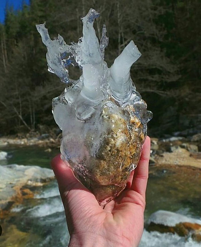 Frozen Rock Looks Like The Heart Of An Ice Golem