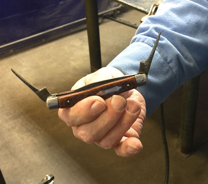 My Shop's Welder Got His Pocket Knife In '83 And Has Worn It Down Almost Completely