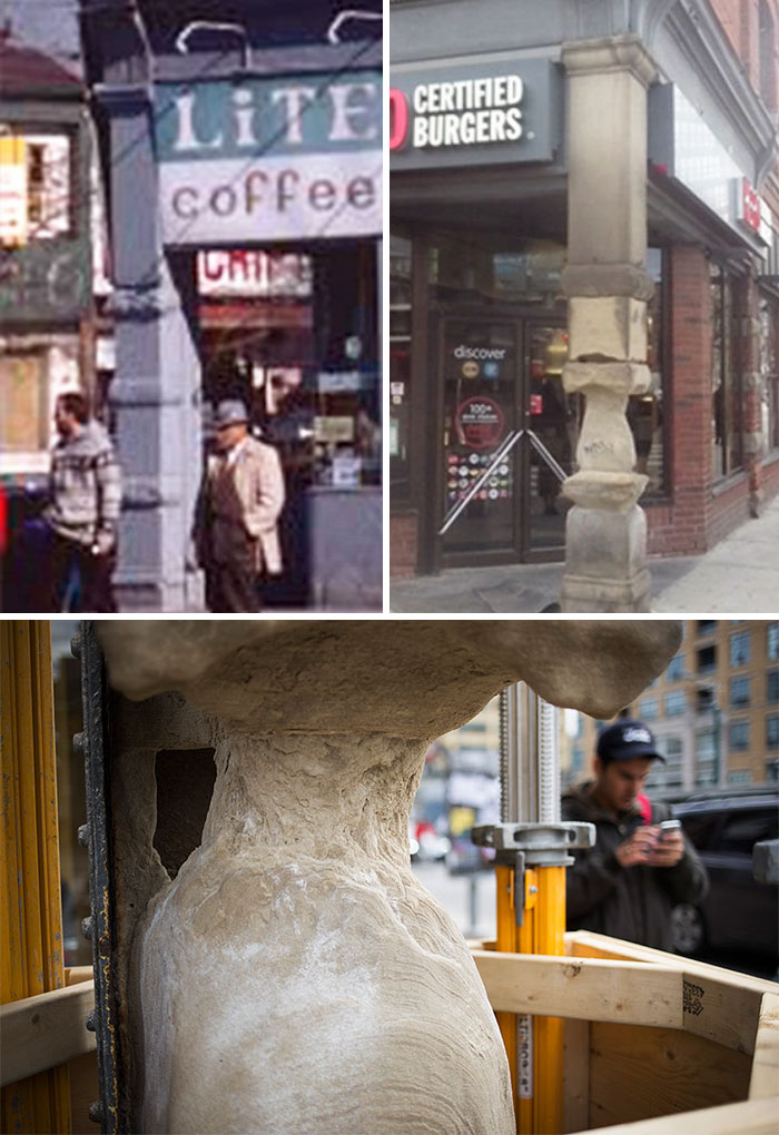 Columna en Toronto desgastada tras más de un siglo por el tiempo y ciudadanos tocándola