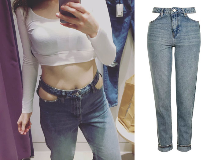 Cut Out Pocket Mom Jeans