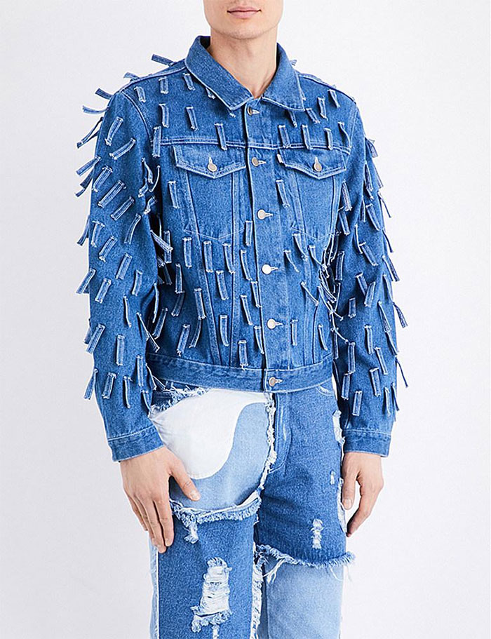 Men's Blue Fringed Denim Jacket