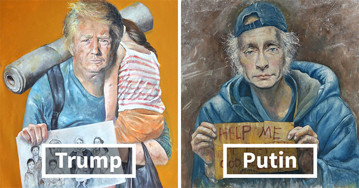 World Leaders Reimagined As Refugees In A Powerful Project By A Syrian Artist