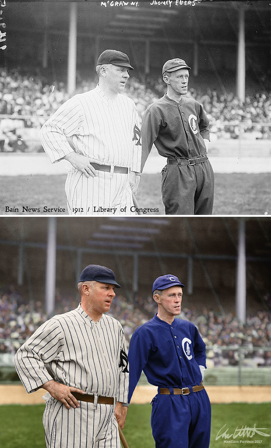 New York Giants Manager John Mcgraw With Chicago Cubs Star Johnny Evers, 1912