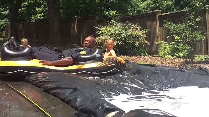 Neighbour Calls Police To Shut Down This Illegal Slip'N Slide, But Things Don't Go As Planned
