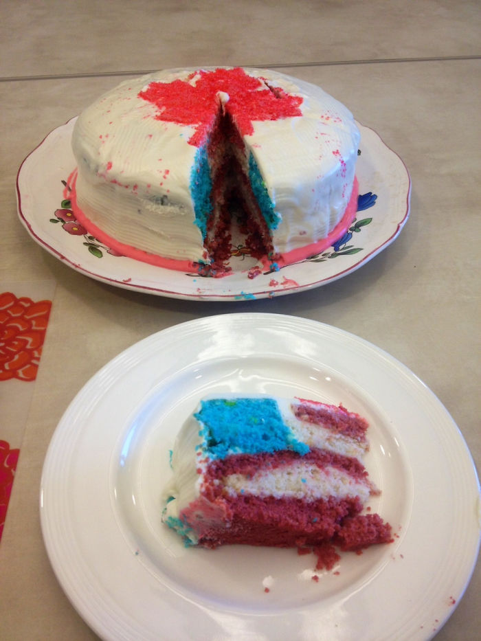My Attempt At Making The Surprise 4th Of July Cake. As An American Working At The Canadian Embassy It Didn't Go Over As Well