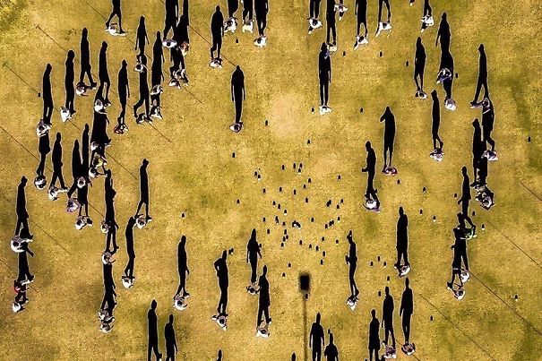 Drone Photo Directly Above Bowls Club. Looks Like A Surreal Painting