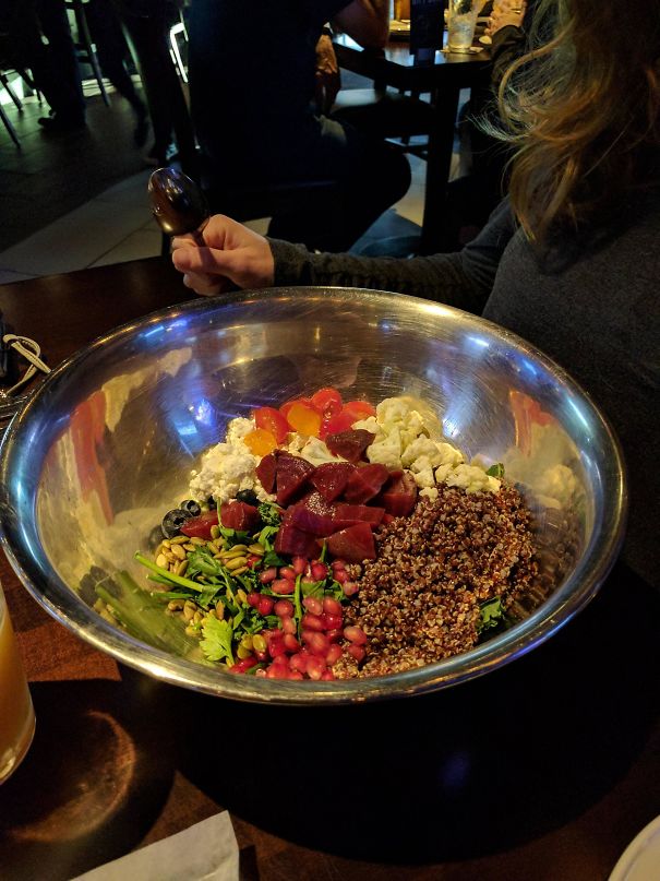 Ordered A Salad At Yard House... Not Mixed - Yet In A Mixing Bowl