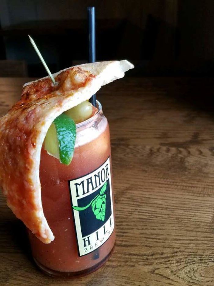 Pizza Slice On A Bloody Mary Jar