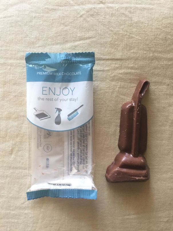 After Housekeeping, They Left A Chocolate Shaped Like A Vacuum Cleaner In The Hotel Room