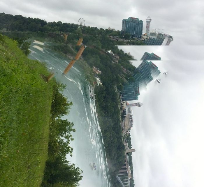 My Aunt Can't Figure Out The Panorama Feature On Her Phone, Which Leads To A Lot Of Of Mutilated Pictures, Like This Gem From Niagara Falls