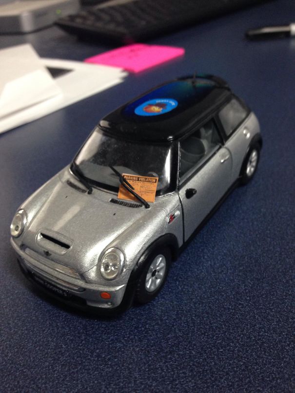 I Left A Toy Car As A Decoration For My Office's Meeting Room. I Guess Someone Didn't Want It There
