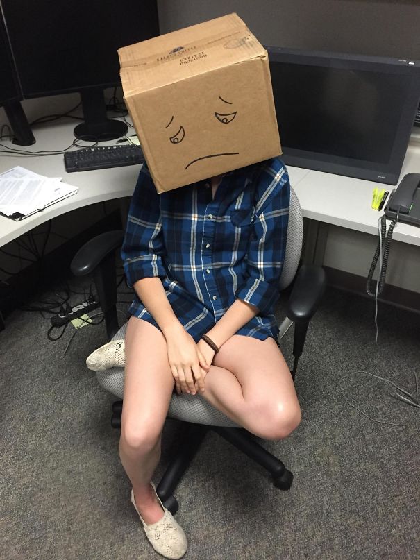 I Visited A Friend At Her Lab Today. Her Coworkers Make People Wear "The Box Of Shame" When They Tell Bad Jokes Or Ask Stupid Questions