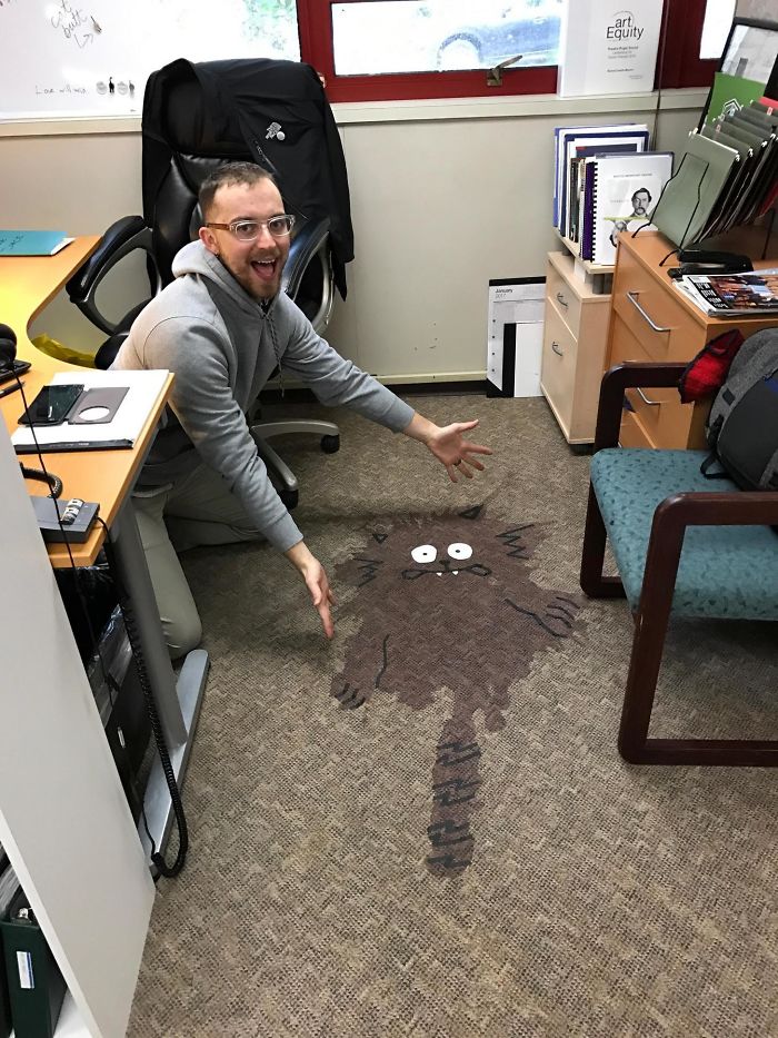 My Coworker Spilled Wine In The Office So I Turned It Into A Spazzy Cat, He Loved It