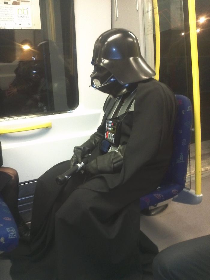 Sad Darth Vader On Stockholm Subway