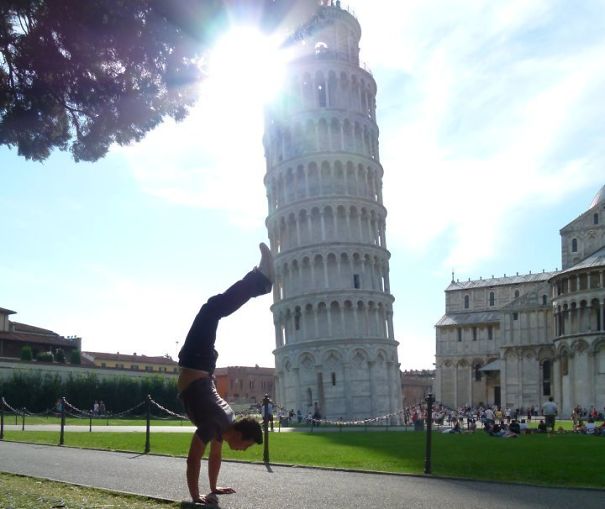 Didn't Want To Do The Standard Pose In Front Of The Leaning Tower Of Pisa.. This Was The Result