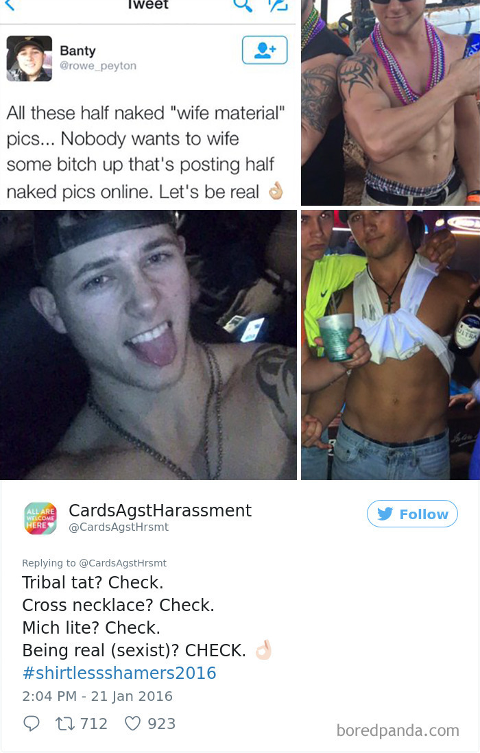 A Woman Is Mocking The Shirtless Dudes