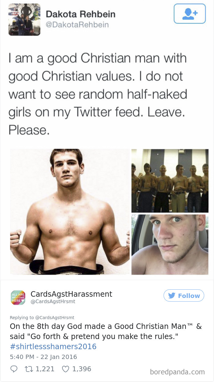 A Woman Is Mocking The Shirtless Dudes