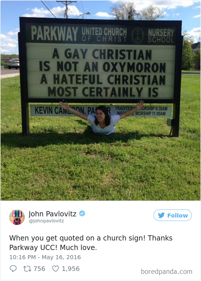 Church sign - ‘A gay Christian is not an oxymoron a hateful Christian most certainly is’