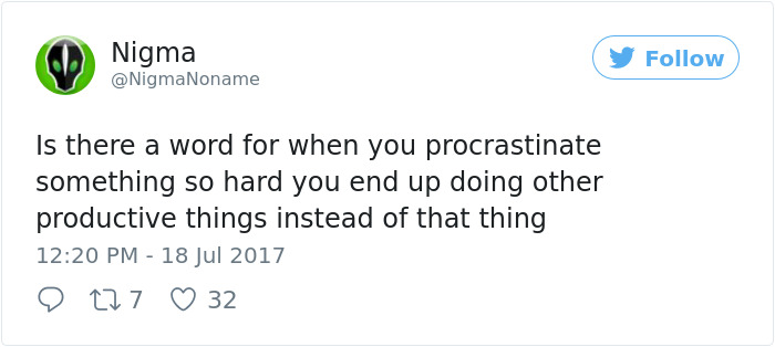 Procrastination Tweet