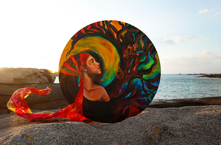 Amazing "Mise En Abyme" Of Large Circular Paintings By Neo