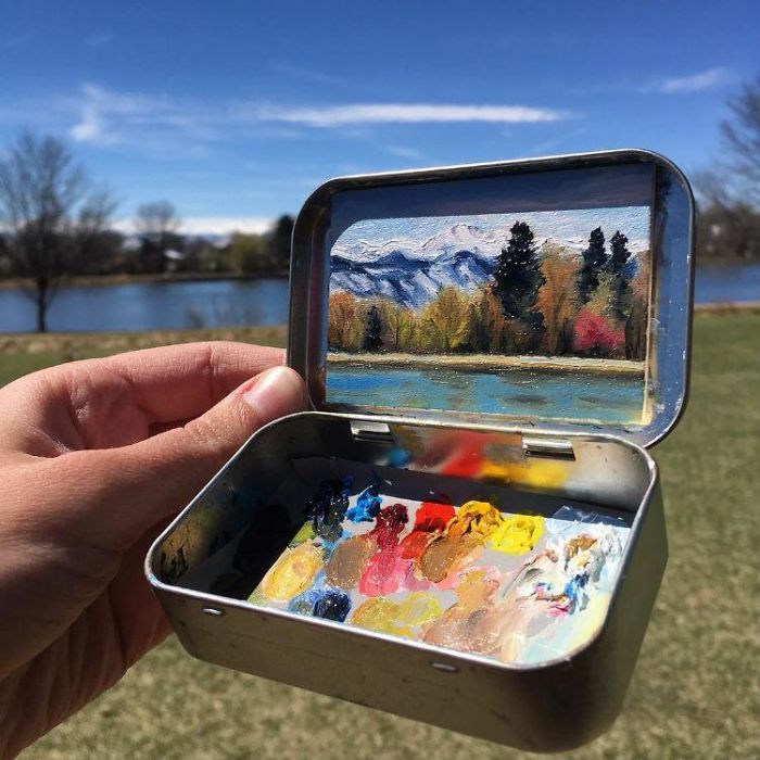 Artist Paints Landscapes In Bullet-Tin Cans