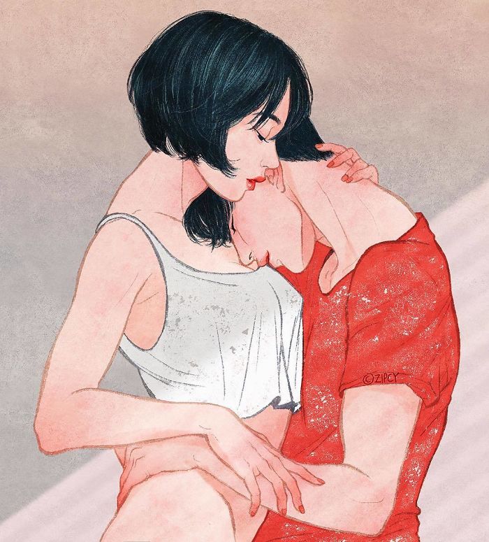 korean illustrations on love