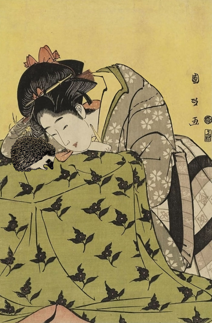 Utagawa Kunimasa's 'Woman With Hedgehog'