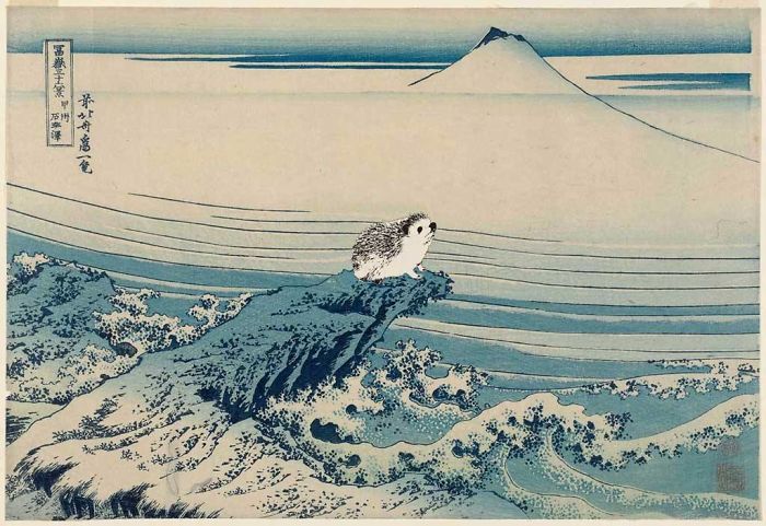 Katsushika Hokusai 'Hedgehog Views Mount Fuji' (1828)
