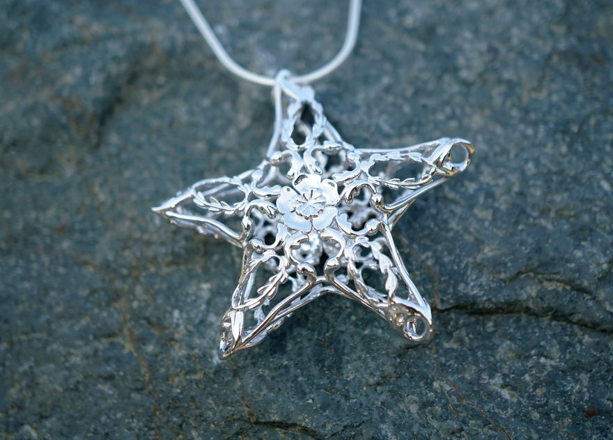 I Apply Art Nouveau Design To Create A Special Starfish Necklace In Sterling Silver