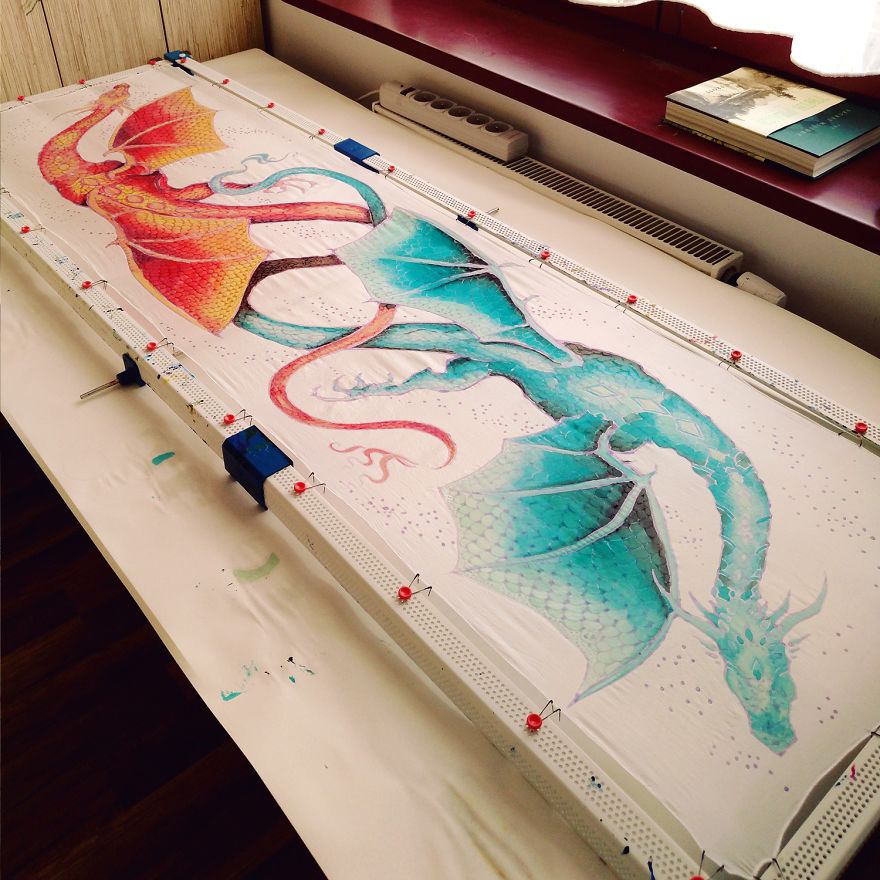I Painted Dancing Dragons On Silk So That You Can Tango With Mystic Creatures